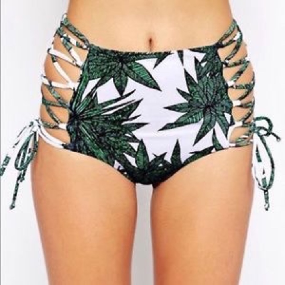 MARA HOFFMAN HARVEST HIGH WAIST LACE UP BOTTOM XS